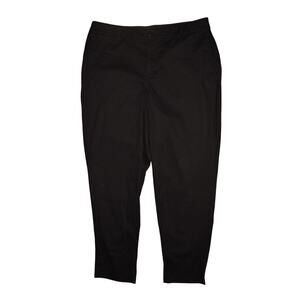 LANE BRYANT $80 Black Flat Front Tapered Leg Cotton Pant Elastic Waist Size 18